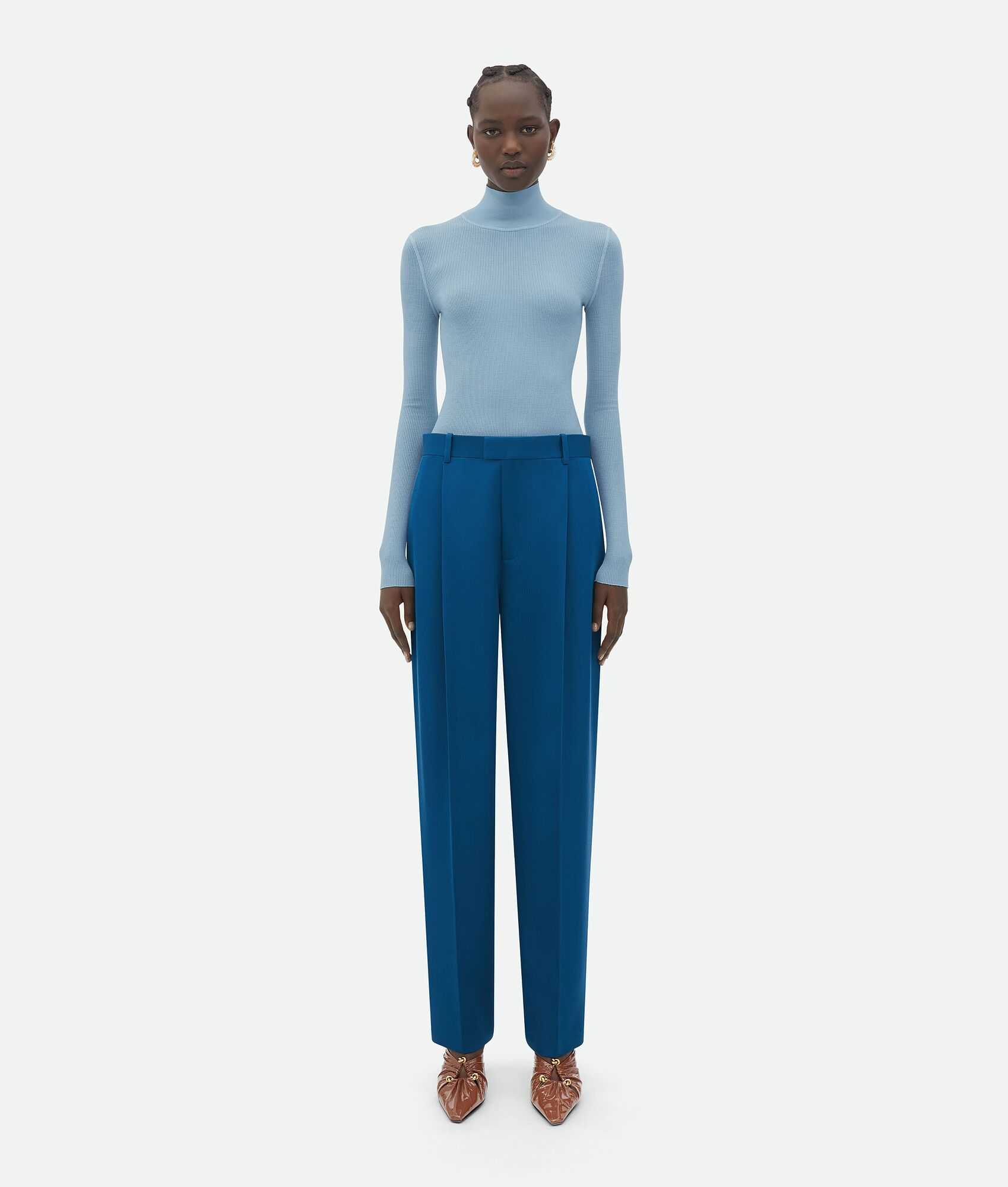 Bottega Veneta Wool Gabardine Wide Leg Pants