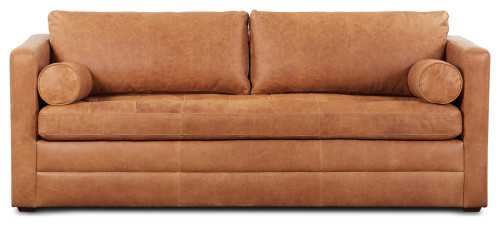 Poly and Bark Napa Leather Sleeper Sofa, Cognac Tan