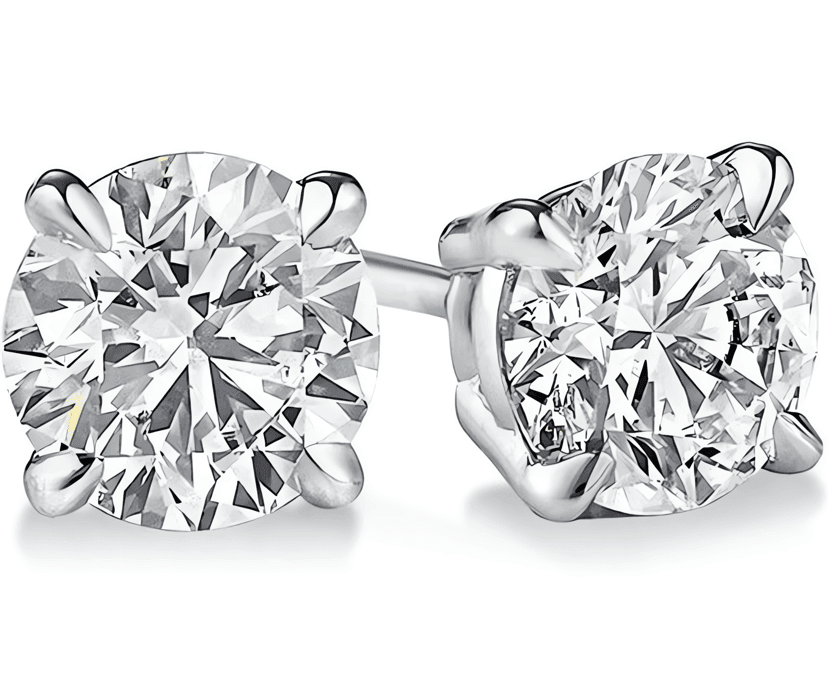 Ritani Round Cut Four-Prong Lab Diamond Stud Earrings