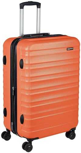 Amazon Basics Expandable Hardside Luggage, Suitcase with Wheels, 24-Inch Suitcase with Four Spinner Wheels and Scratch-Resistant Surface, Orange
