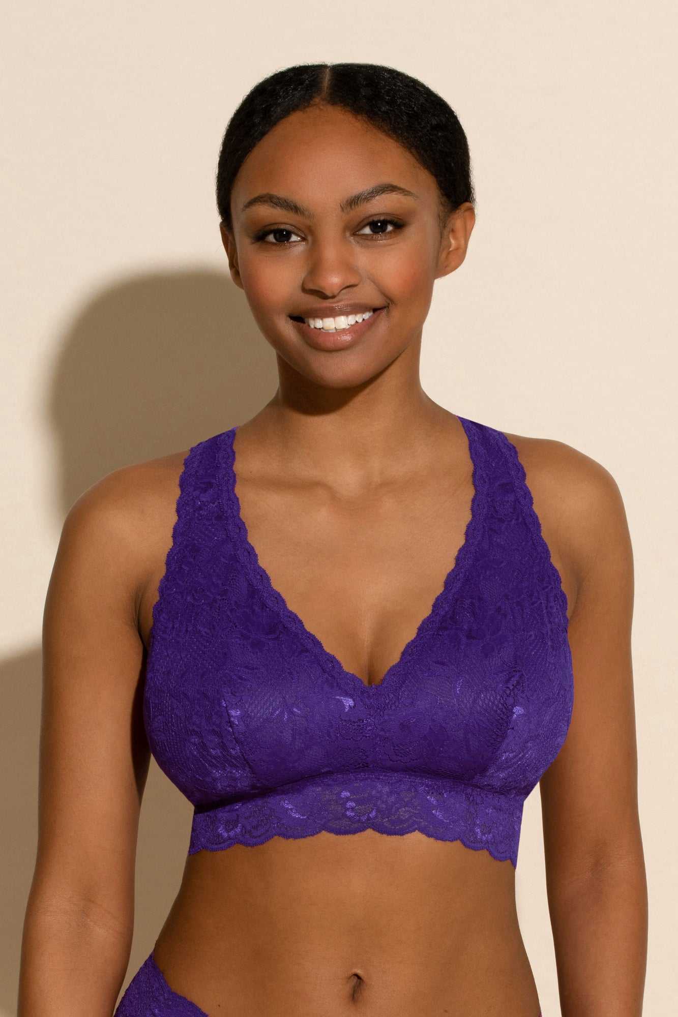 Cosabella Women's Never Say Never Curvy Racie Racerback Bralette, Purple, Xsmall, Lace Bralette