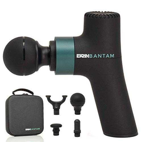 Ekrin Athletics Bantam Mini Massage Gun - Compact Deep Tissue Muscle Massager with Adjustable Speeds & 4 Attachments - Long Battery Life, Lightweight, Travel Friendly