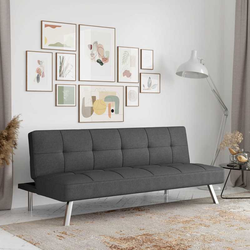 Serta Linen Tufted Back Convertible Sofa